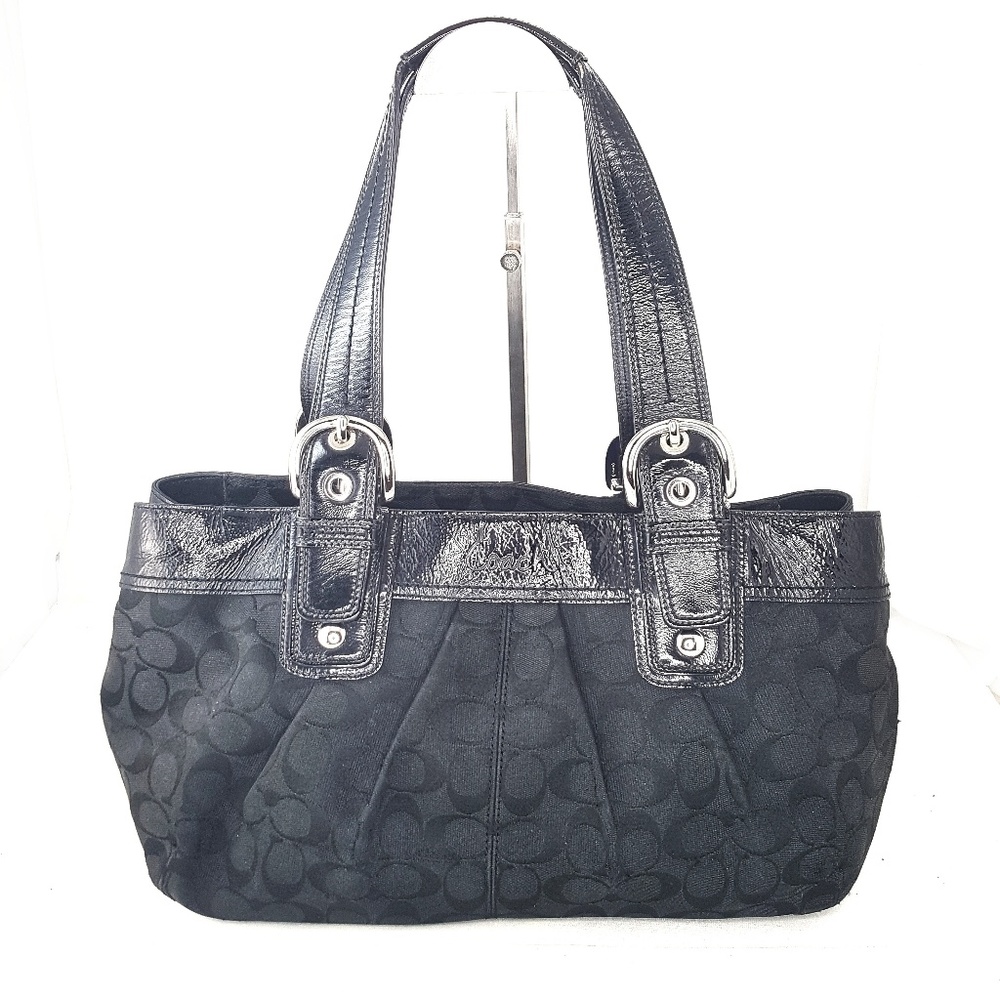 Coach Signature Jacquard Black Shoulder Bag